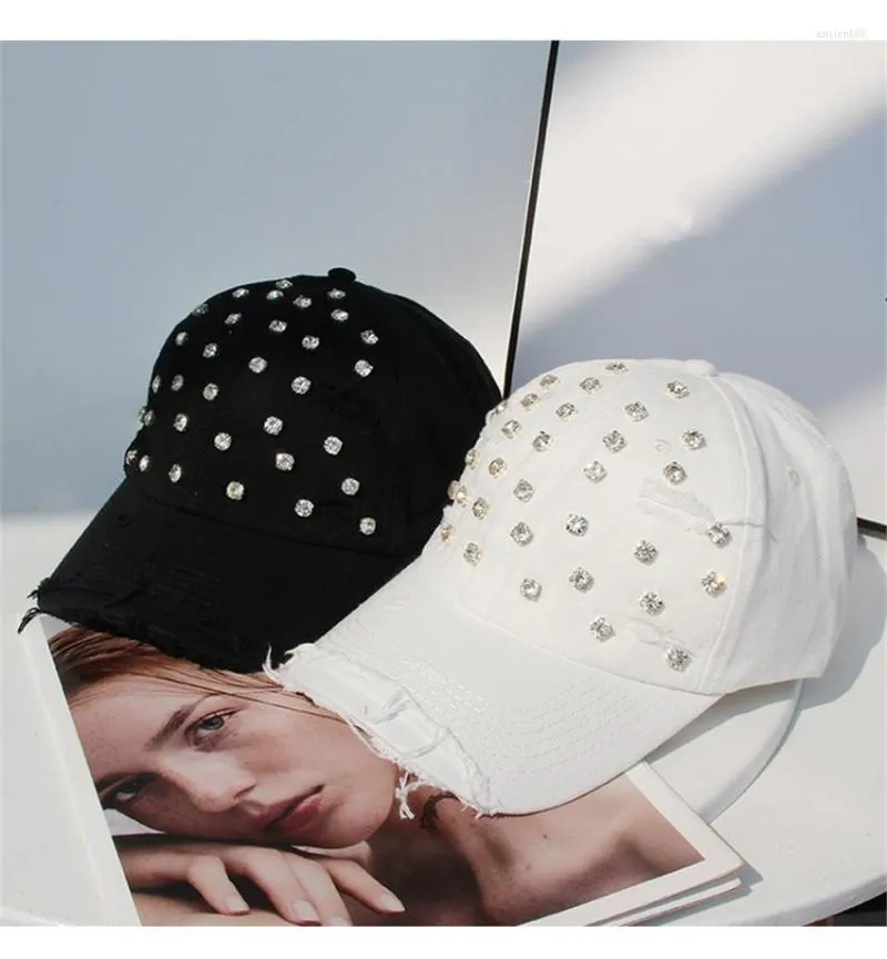 Ball Caps 202303-shi Ins Spring Hand Sewing Shiny Intentional Frayed Fashion Street Lady Baseball Hat Women Leisure Visors Cap