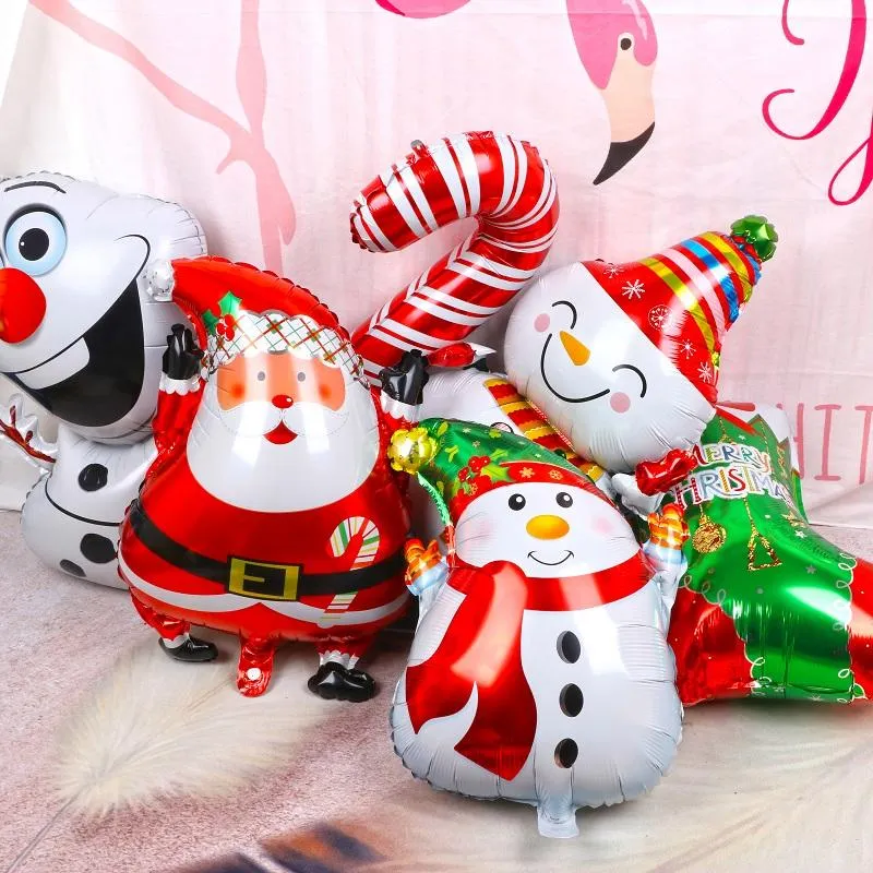 Mini schattige kerstballon, feestgedecoreerde sneeuwpop kerstboom aluminium filmballon