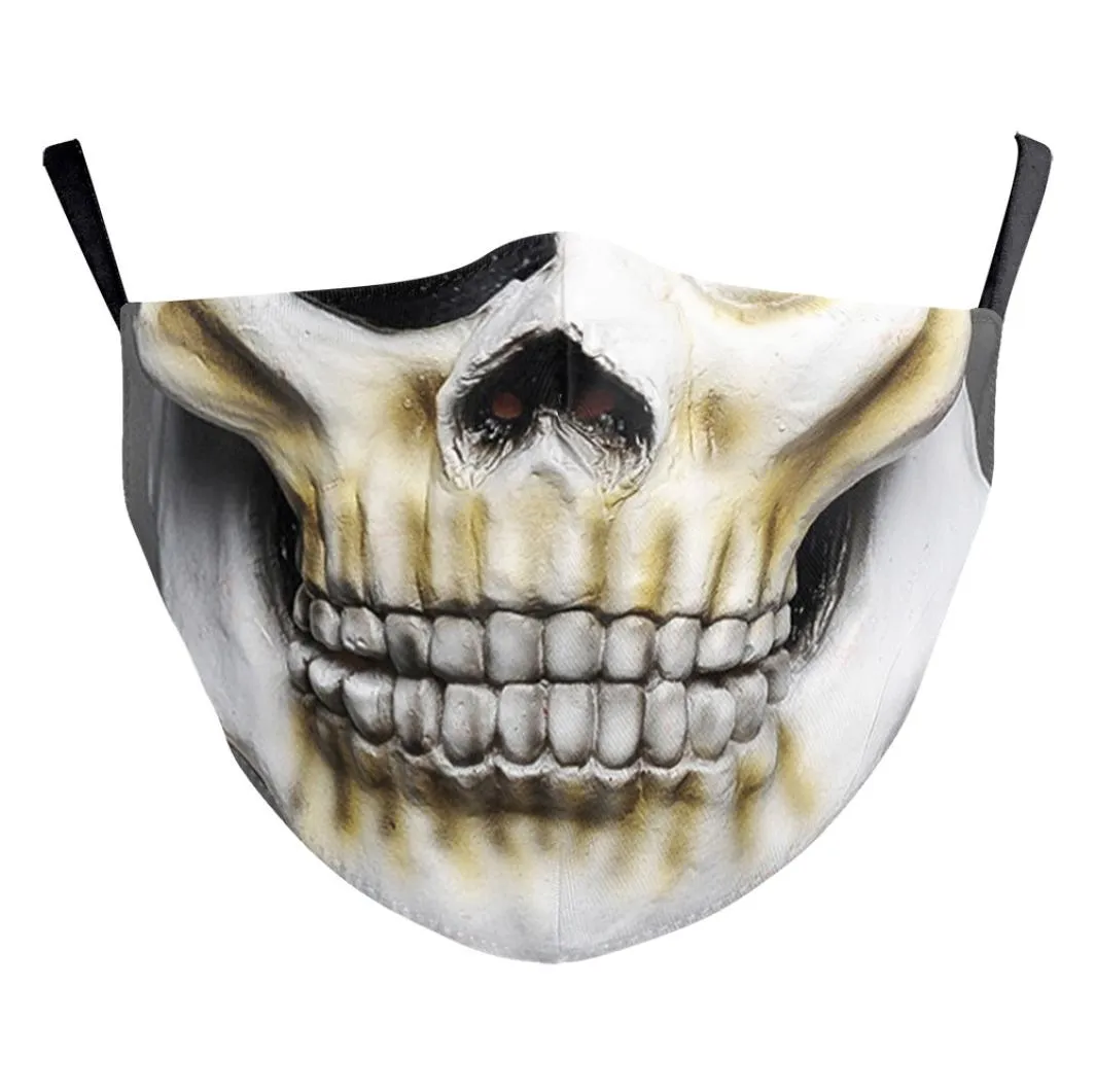 Skull Horror Design Mönster tryckta masker Inget filterpaket med 5 stycken Högkvalitativ bekväm hygien Återanvändbar tvättbar Effectiv1668886