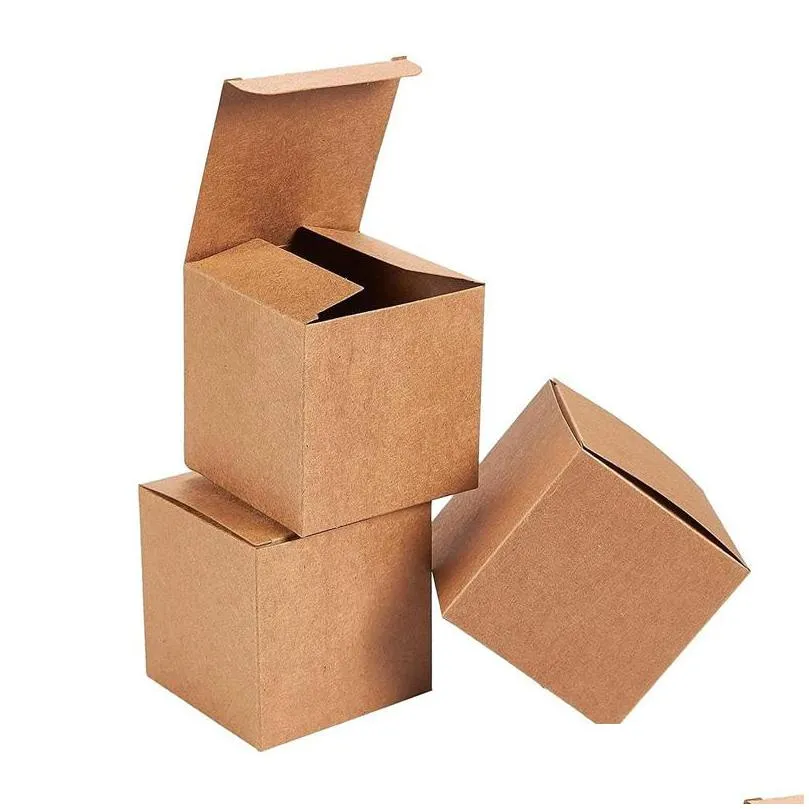 Emballage cadeau Différentes tailles Boîte d'emballage en papier kraft Petites boîtes en carton Carré Usine en gros Drop Livraison Maison Jardin Festif Pa Dhpvq