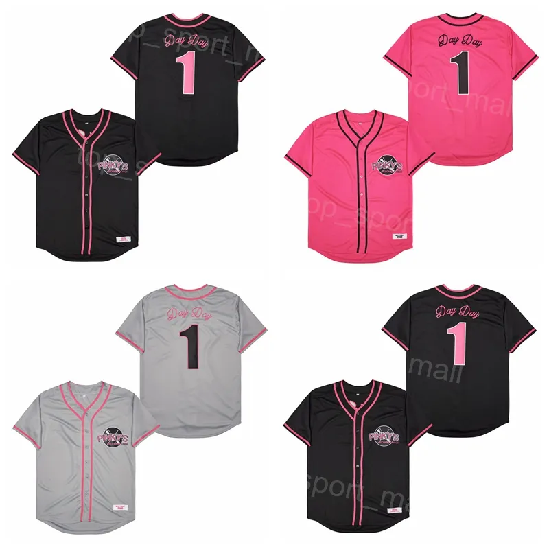 Moive Baseball NEXT FRIDAY Jersey 1 DAY DAYS IN GREY Black Pink Team All Stitched Cool Base Cooperstown Retro University Vintage For Sport Fans Breathable Uniform