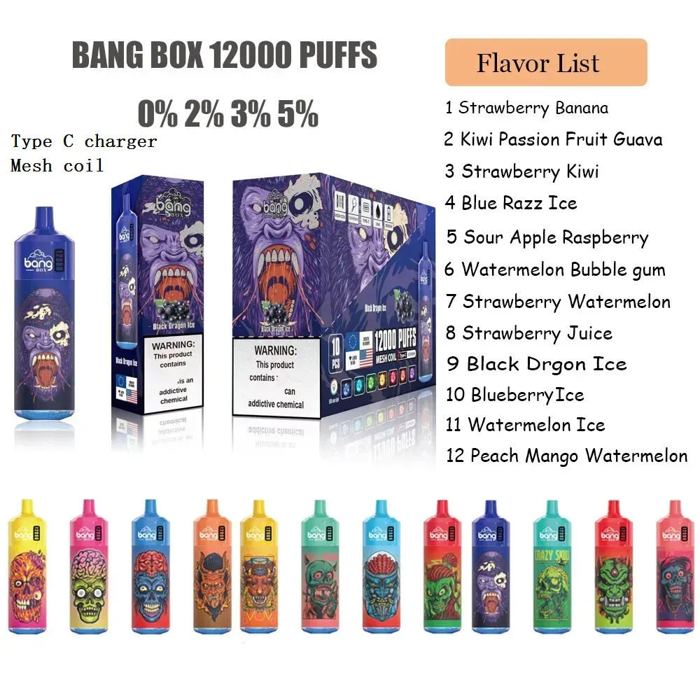 Original Bang Box 12000 Züge Einweg E Zigaretten Vape Pod Gerät 650 Mah