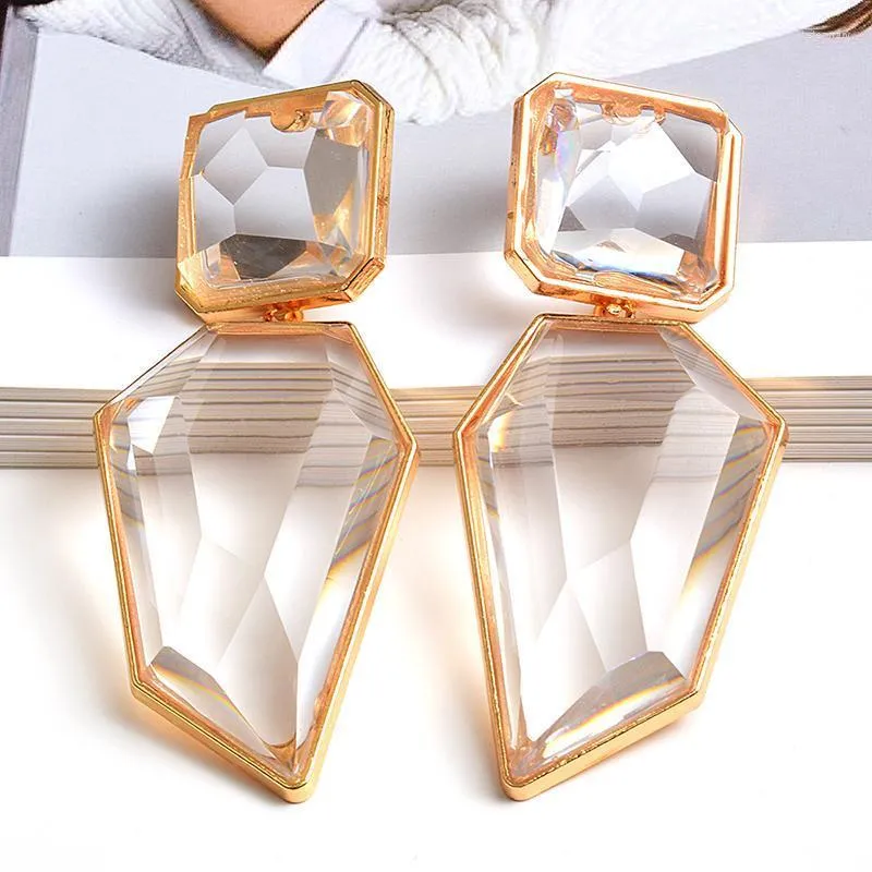 Dangle Earrings Chandelier Fashion Jewelry Acrylic Geometric Trendy Clear Lesin Drop for femme brincos whoelsaledangle kirs22