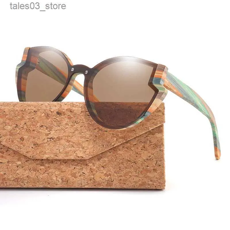 Sunglasses Fashion Butterfly Wood Bamboo Sunglasses Polarized for Women Mens New Brand Designer Wooden Sun Glasses UV400 Free Shipping Q231120