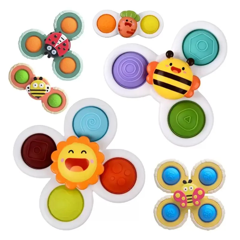 Baby Montessori Animal Sucker Spinner Touch Sensory Toys Gripande Gyro Set Bathing Water Game Kid Relief Stress Fidget Toy