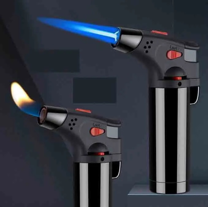 Dernière torche de jet en plastique plus léger 4 couleurs claire gonflable pas de gaz cigare butane bêtier des flammeurs accessoires d'outils fumeurs