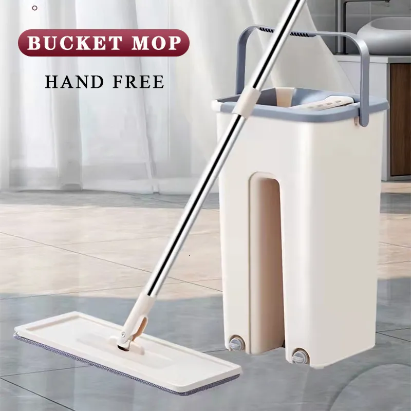 Mops Squeeze Floor Mop Bucket Mop Spin Bucket Magic Flat Mop Dry Wet Usage  Home Kitchen Cleaning Tools Replacement Microfiber Rag 230418 From Ping10,  $40.75