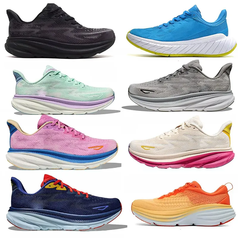 وقت جديد للطيران One One Bondi 8 Running Shoes Clifton 8 9 Black White