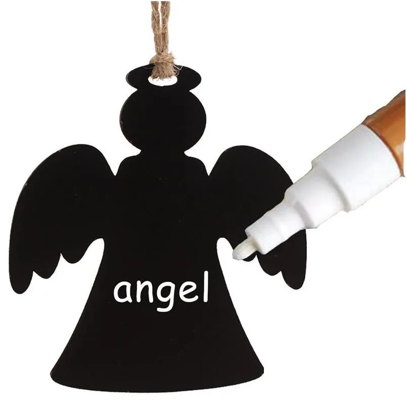 Christmas Decorations Wooden Angel Shape Small Blackboard Celebration Table Ball Xmas Sock Home Decor Supplies Gift Ct0424 D Dhp51