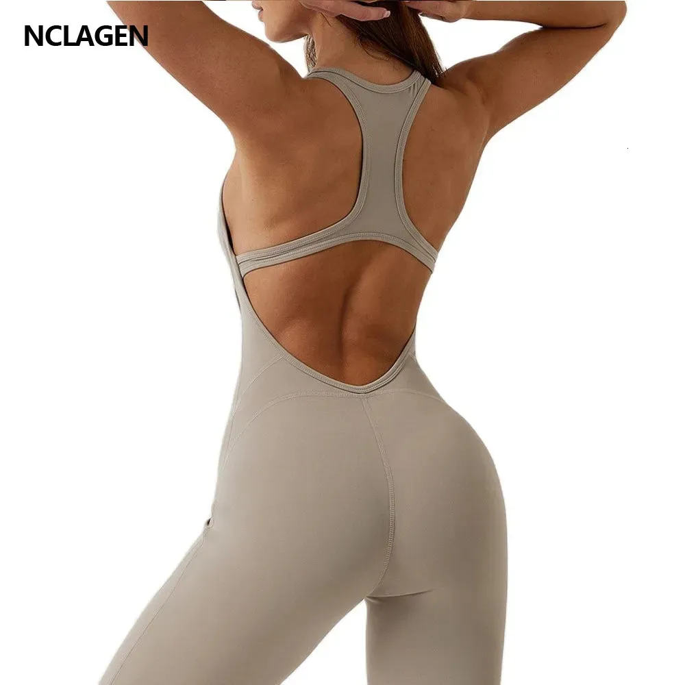 Yoga Outfit NCLAGEN GYM Romper Dos nu Ensemble Fitness Body Siamois Sportswear Femmes Combinaison ButterySoft Onepiece Playsuit Costume 231117