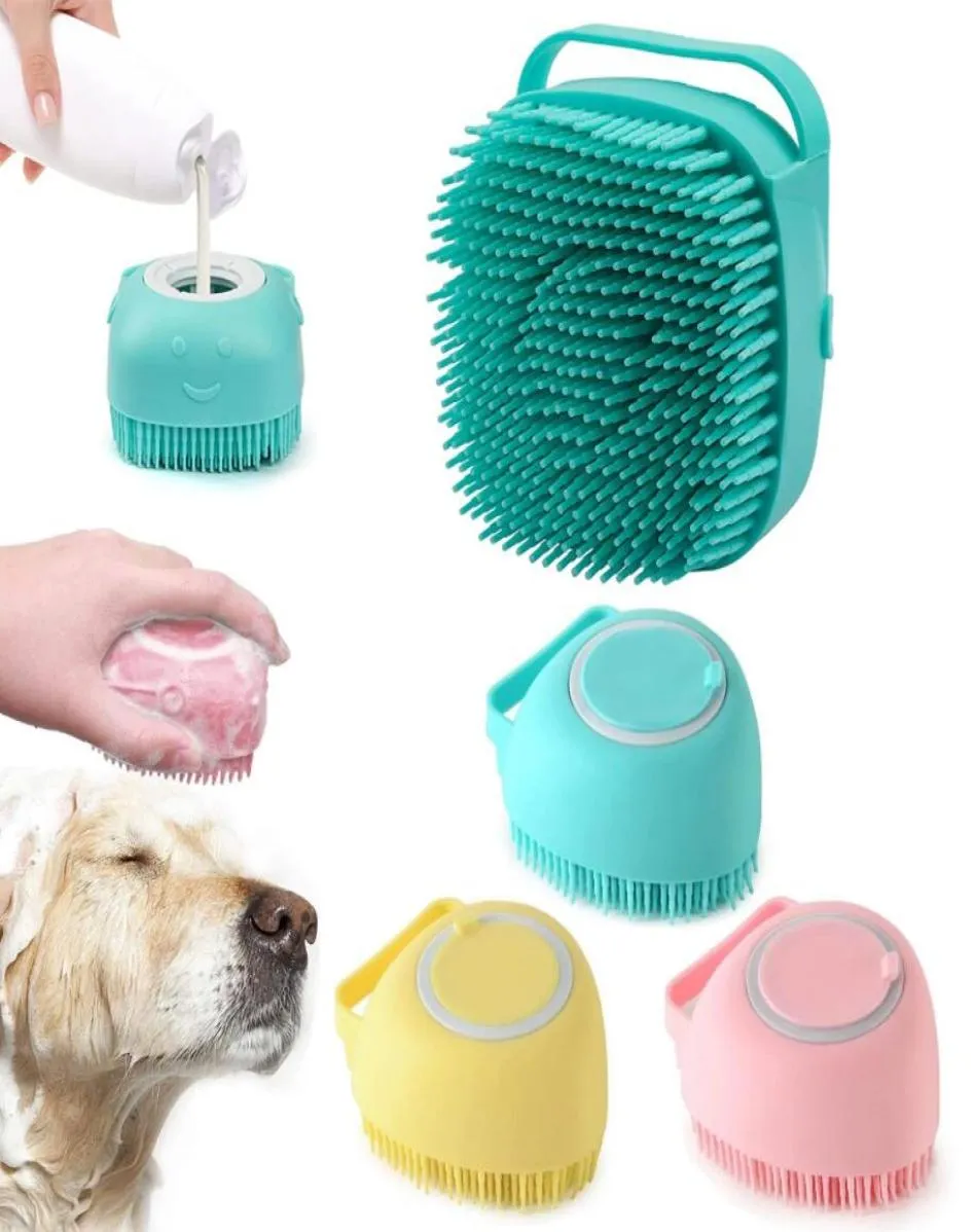 Pet Dog Shampoo Massager Brush Cat Massage Comb Grooming Scrubber Shower Brush for Bathing Short Hair Soft Silicone Brushes1232145