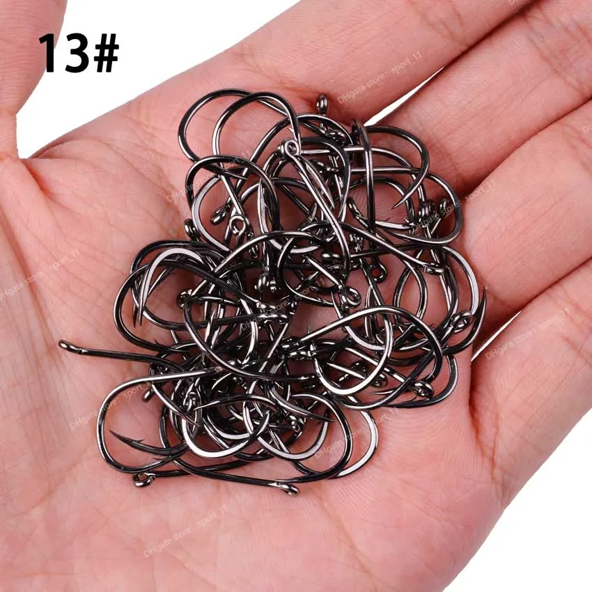 100pcs/box High Carbon Fishing Hook 0.5#-15# Fishhooks ISEAMA With Eye