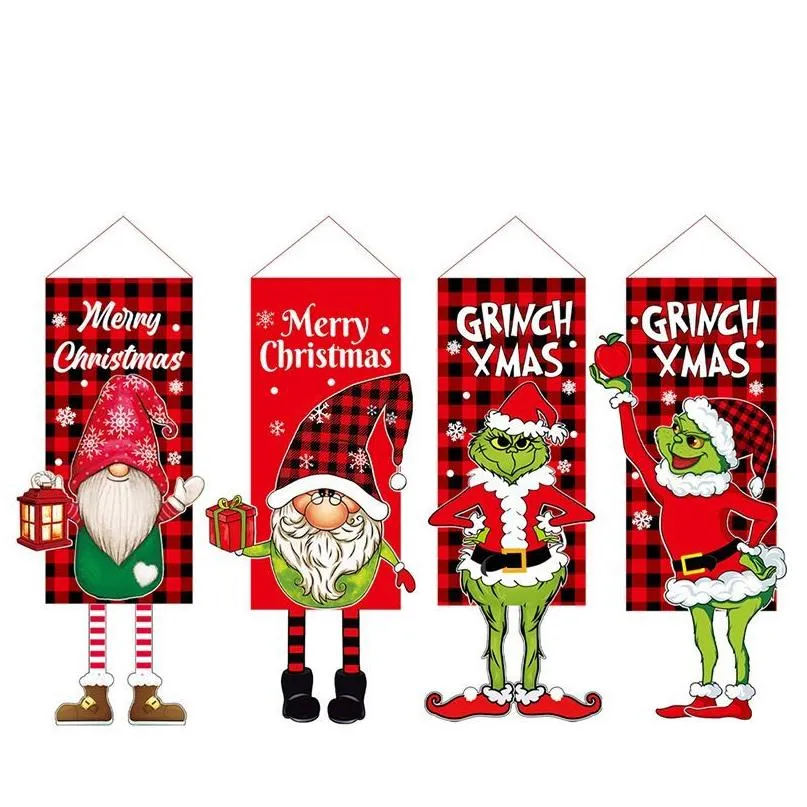 Banner Flags Christmas Hanging Flag Xmas Pendant Merry Decoration For Home Window Door Ornament Drop Delivery Home Garden Festive Part Dhnba