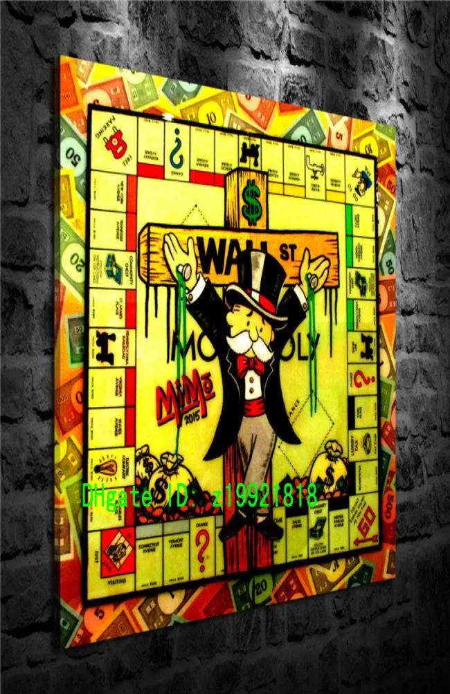 Alec Monopoly 91 Parça Tuval Baskılar Duvar Art Yağlı Boya Ev Dekoru Çizelgesiz Framed 24x24quot8837367