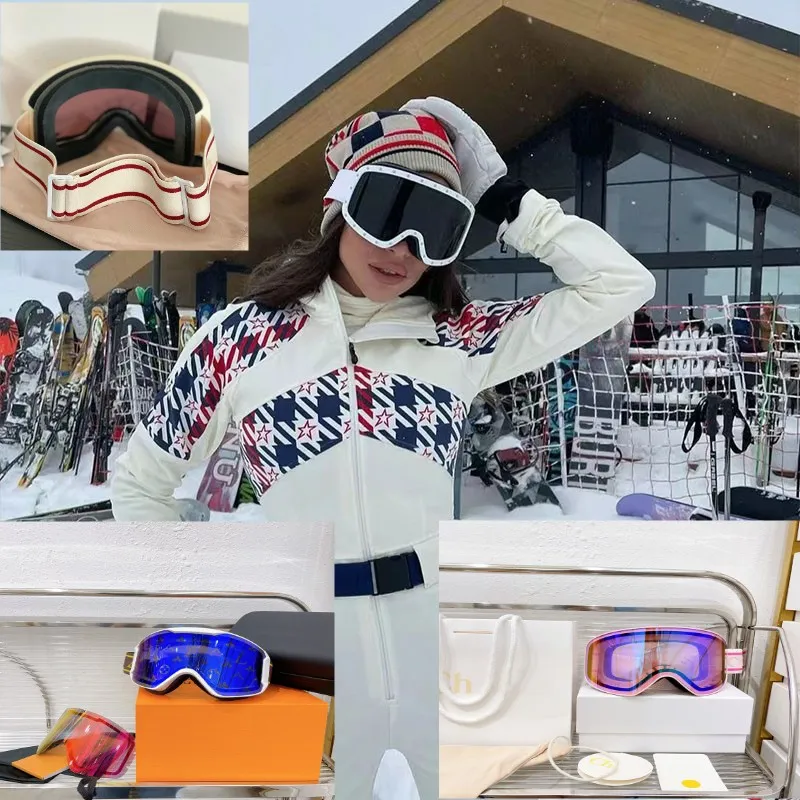 Designer Skibrillen Skier Sonnenbrille Männer Frauen professionelle Top-Qualität-Rosa-Brillen Blau Doppelschicht Nebelsicheres Winter im Freien Schnee Ski Sport Lux Valentino