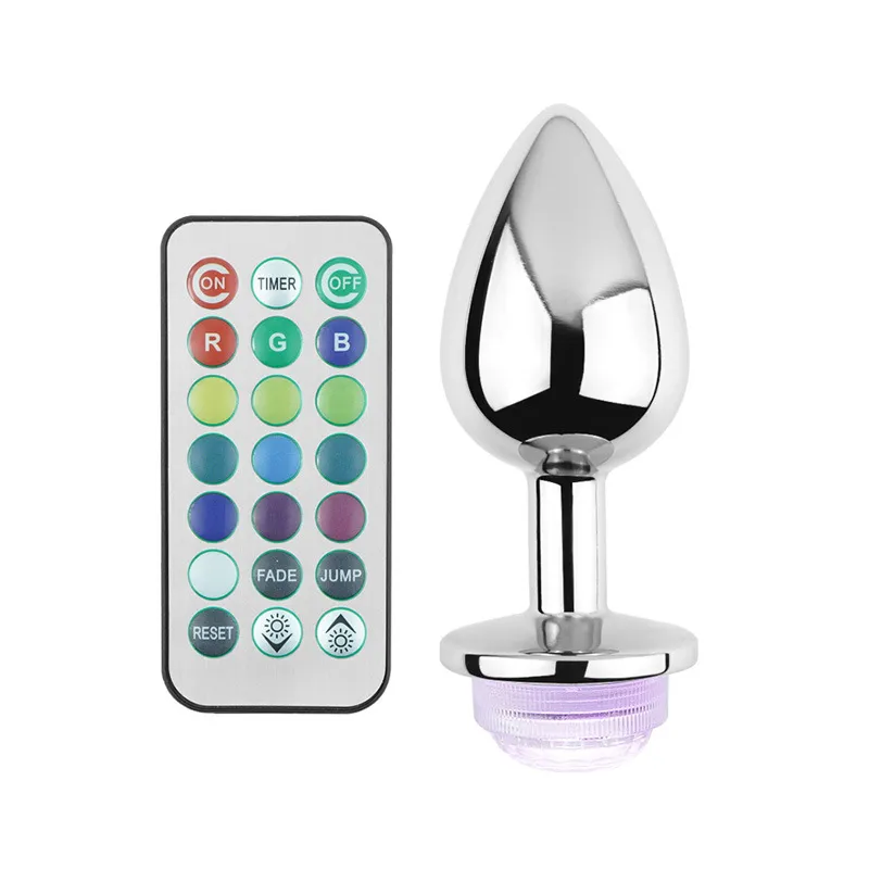 Wireless Remote Control Metal Luminous Plug LED Anal Tail Sex Toy Adult Products for Women_voghion.com