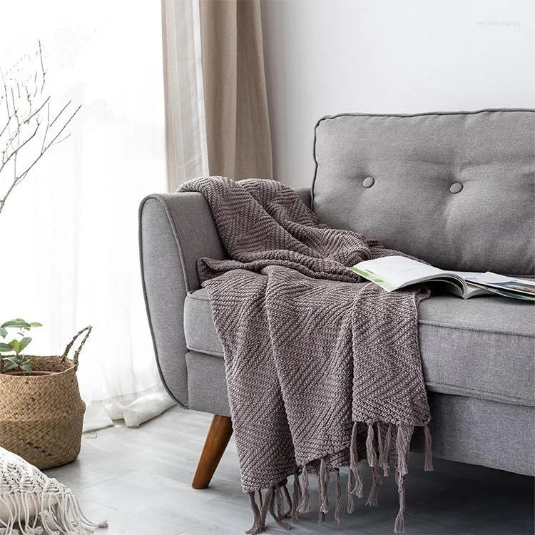 Couvertures Z Pattern Cotton Knitted Airable Blanket Office Sofa