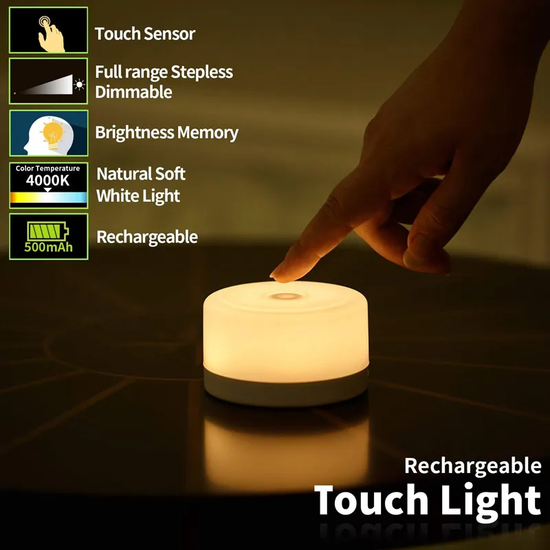 Lámparas Tonos Regulable LED Luz de noche Sensor táctil Luz de noche USB Lámpara recargable para niños Dormitorio de niños Bebé Guardería Luz de noche 230418