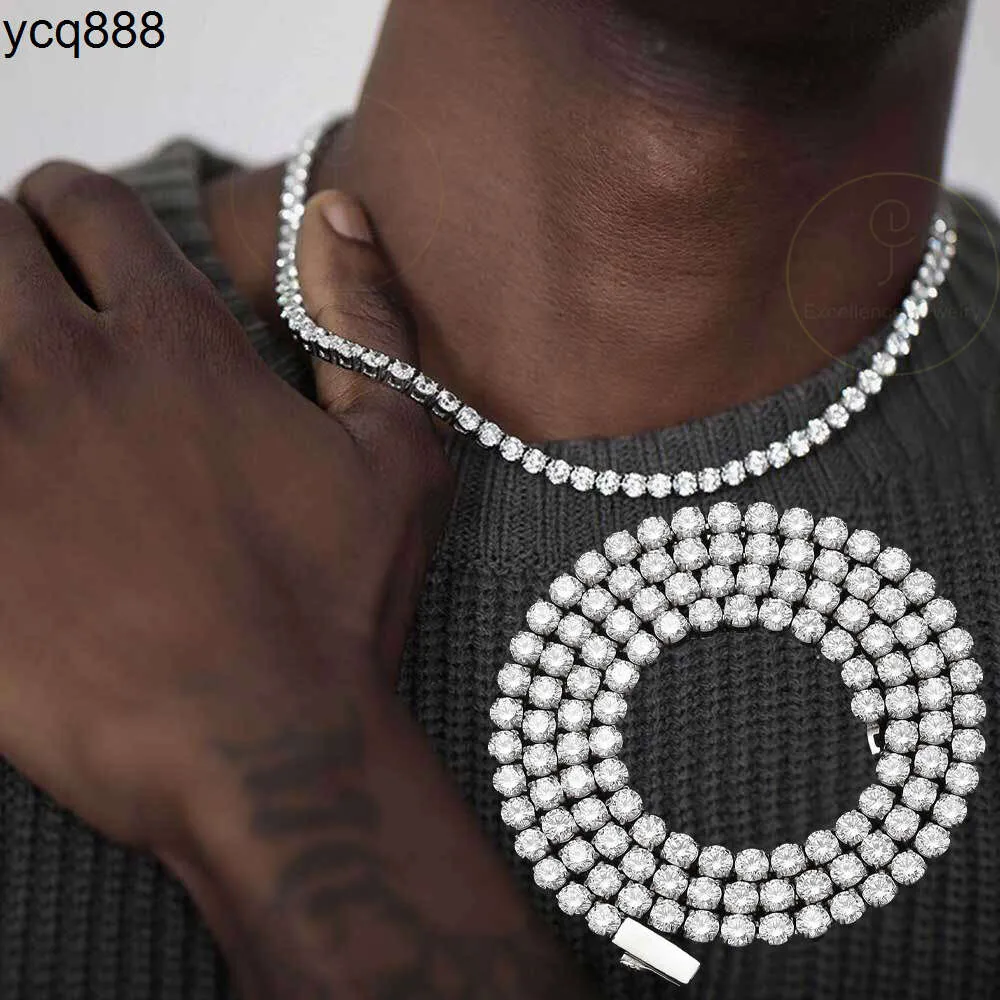 Hip Hop Jewelry 4mm Iced Out CZ Zircon Diamond Chain 18K Guldpläterad anpassad rostfritt stål Tenniskedjan halsband