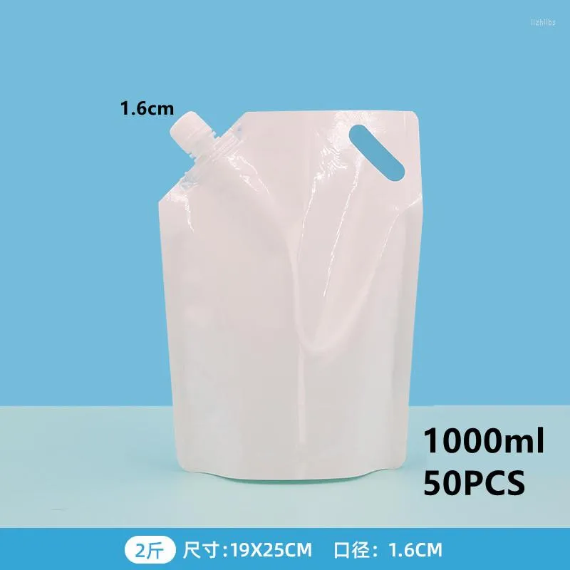 Bolsas de almacenamiento Bolsa de boquilla de succión grande blanca Sopa Bebida Paquete para llevar Jugo Cerveza Leche Café Mango líquido 500 ml Cubierta de bebida grande