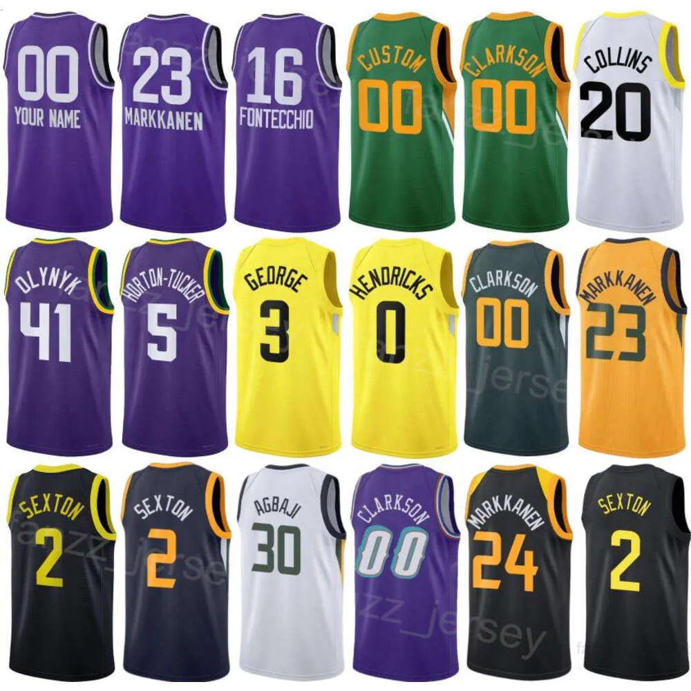 Printed Basketball City Talen Horton-Tucker Jerseys 5 John Collins 20 Collin Sexton 2 Walker Kessler 24 Clarkson 00 Lauri Markkanen 23 Association Team Man Woman