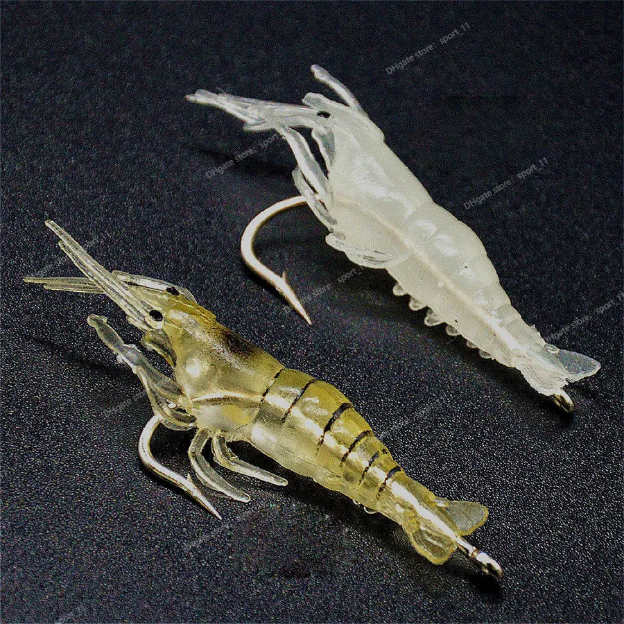 10 PCS Luminous Shrimp Silicone Artificial Bait Simulation Soft Prawn With  Hooks Carp Wobbler For Fishing Tackle Lure Carp