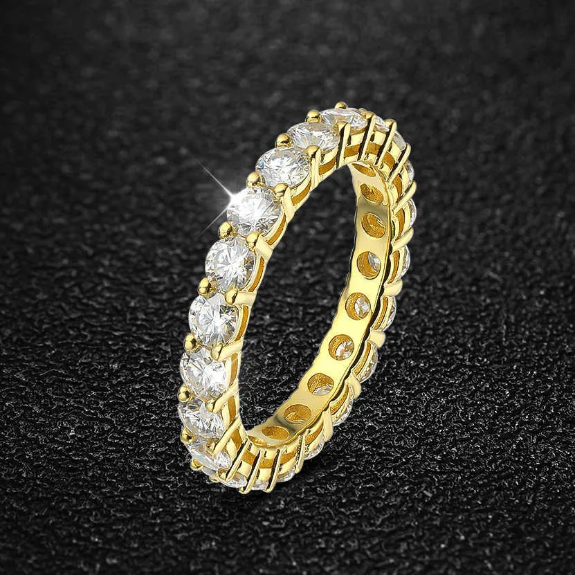 2024 Band Cosya 22 CT Full Moissanite Row pour femmes sterling sier D White Gold Diamond Rings Eternity Wedding Fine Jewelry AA230417
