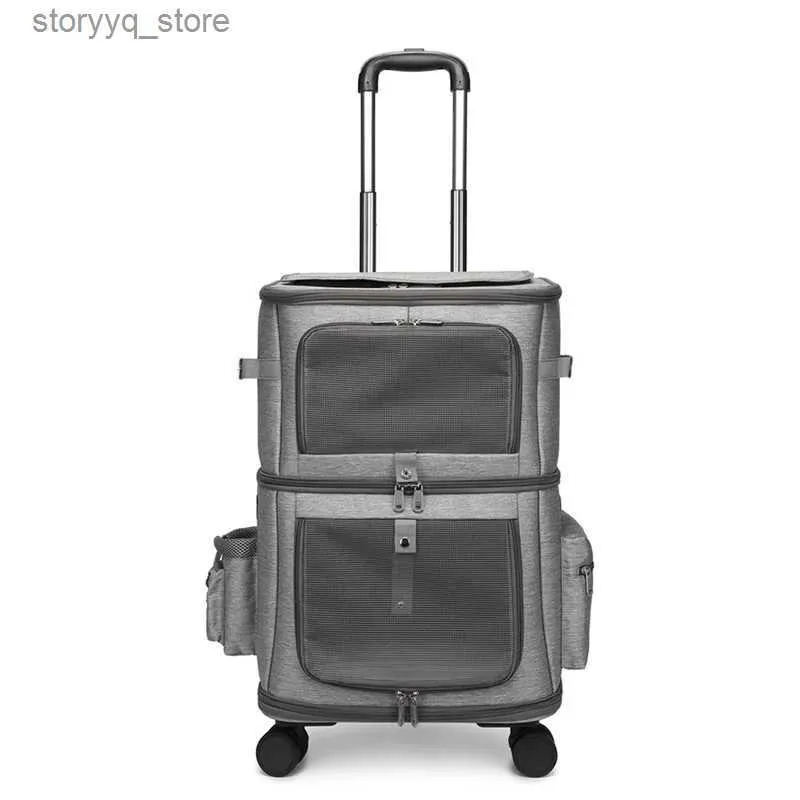 Cat Carriers Crates Houses Cat Carrier Draw Bar Box Pet Backpack Dual