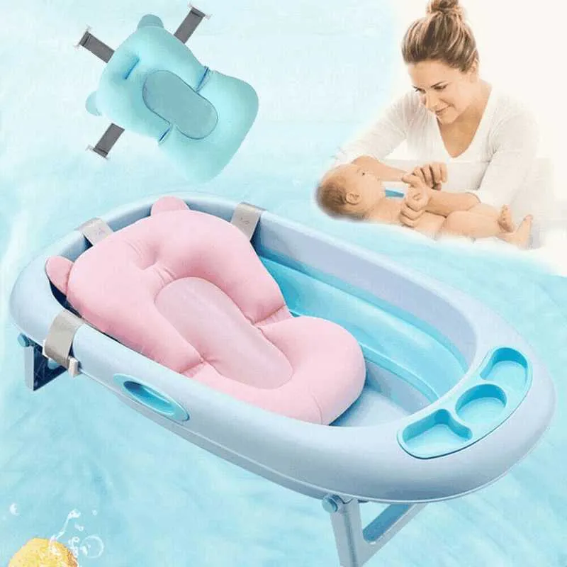 Vasche da bagno Sedili Tappetino da bagno antiscivolo Vasca Baby Shower Materasso ad aria portatile Comfort Pad Cute Wind Prodotti per la sicurezza del bagno neonato P230417