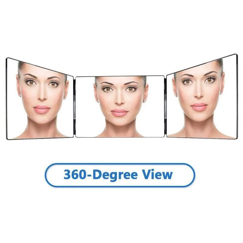 Miroirs Ménage Rétractable Suspendu Trois Côtés Pliant Miroir De Maquillage Hauteur Réglable Angle De Vue De 360 degrés