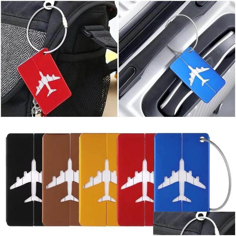 Andere thuisopslagorganisatie Travel Lage Tags Aluminium herbruikbare metaalnaam ID -kaart Suitcase Labels met touwen Bag Tag Stainles DHAFC
