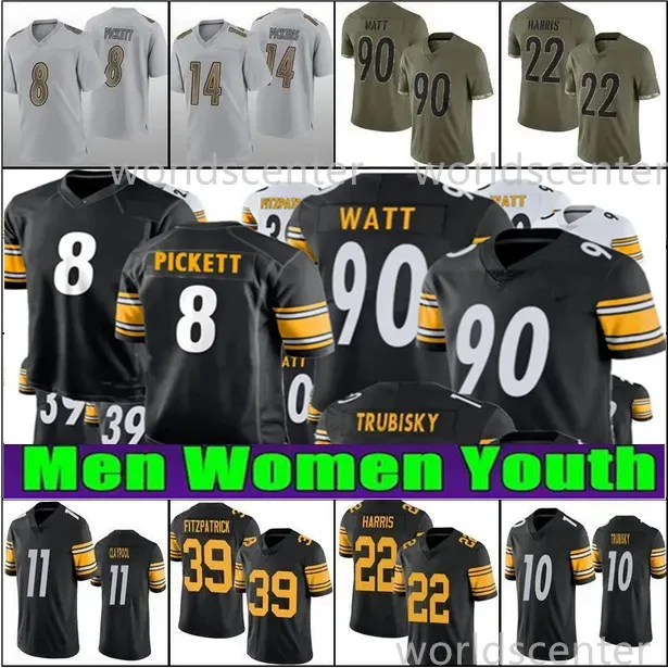 8 Kenny Pickett Football Jersey 90 TJ Watt 22 Najee Harris