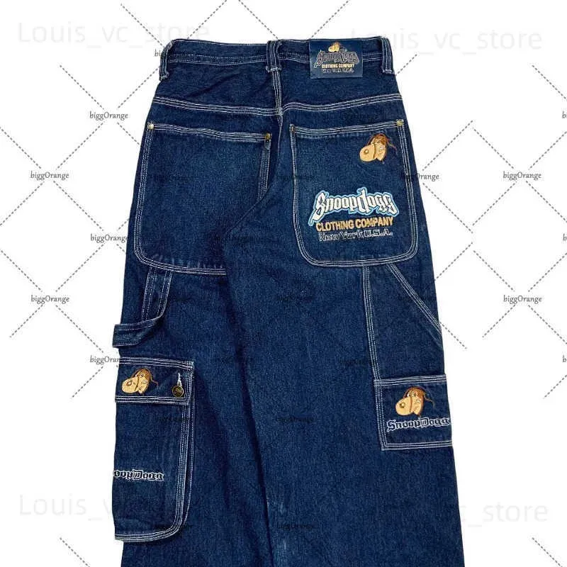 Calças de brim masculinas calças de marca de moda americana com carta bordada jeans de grandes dimensões homens y2k retro harajuku calças de pernas largas retas mulheres t231118