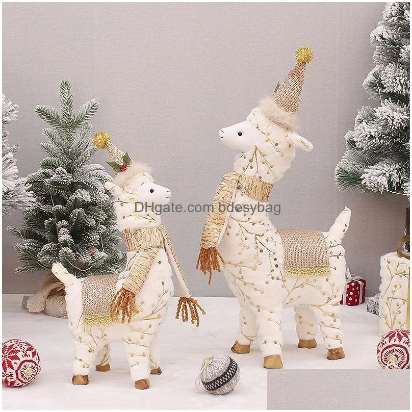 Christmas Decorations Xmas Christmas Decorations Alpaca Llama Plush Toys Stuffed Animal Sheep Dolls For Kids New Year Decoration Cute Dhpvu