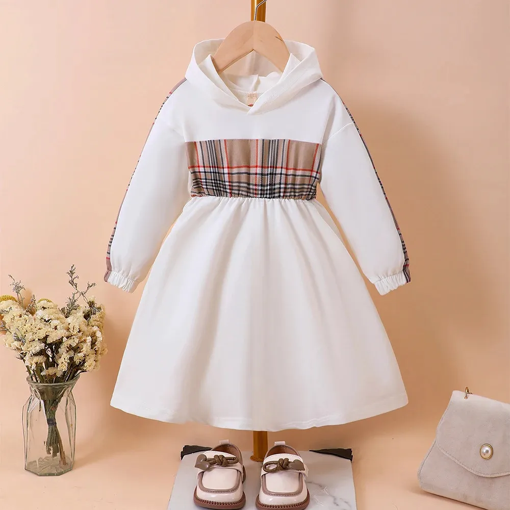 Patchwork hooded autumn dress sales