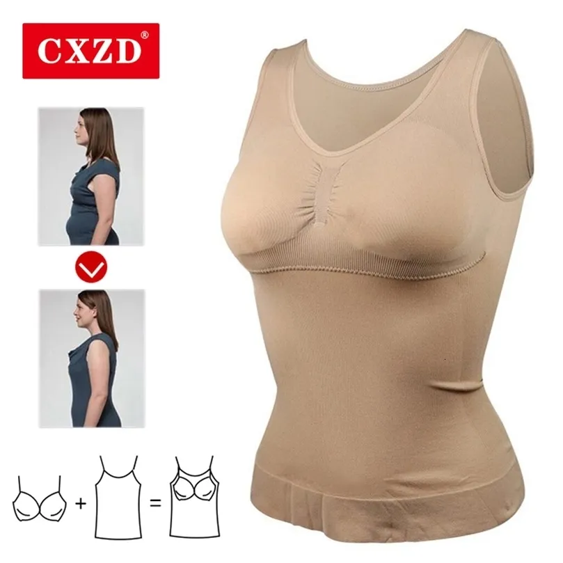 Midja mage shaper cxzd kvinnor formade vadderad kontroll tank topp bantning camisole avtagbar kroppsformning kompressionsvest korsett 230417