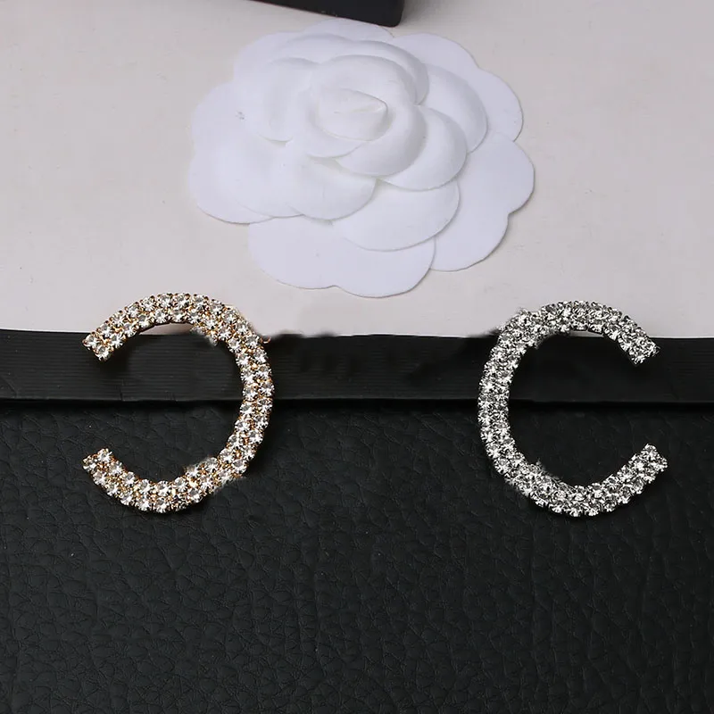 Mulheres Vintage Broche Designer Brand Double Letter letra Pearl Rhinestone Crystal Metal Metal Jewelry Acessórios Presentes 2 cores