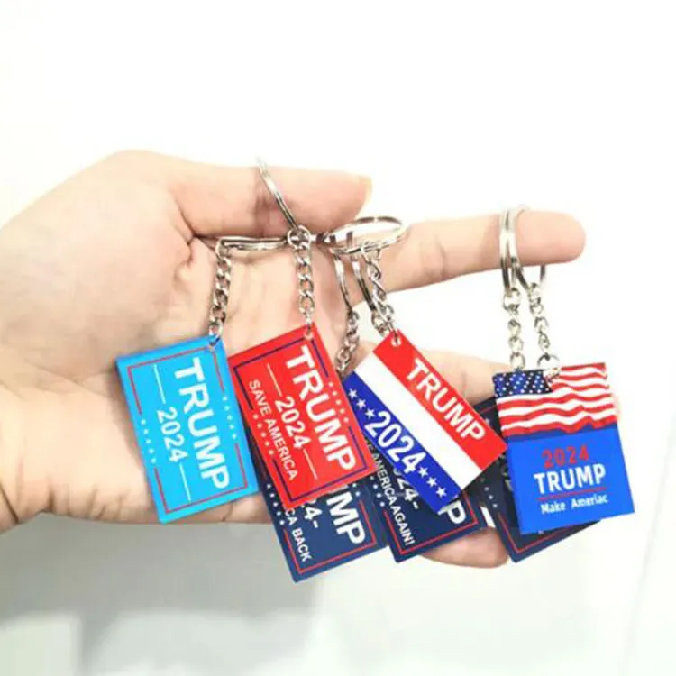 Pendentif élection américaine 2024, décoration d'intérieur, Slogan de campagne TRUMP, porte-clés en plastique