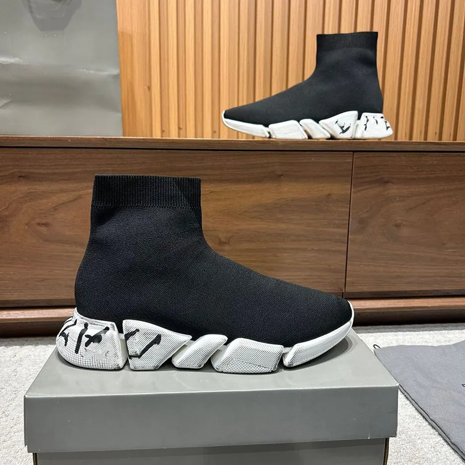 2.0 Klassiska tränare för herrkvinnor Stretch Mesh Sock Sneakers Ankle Boots Rubber Sole Trainer Runner Causal Top Quality Juyt0002