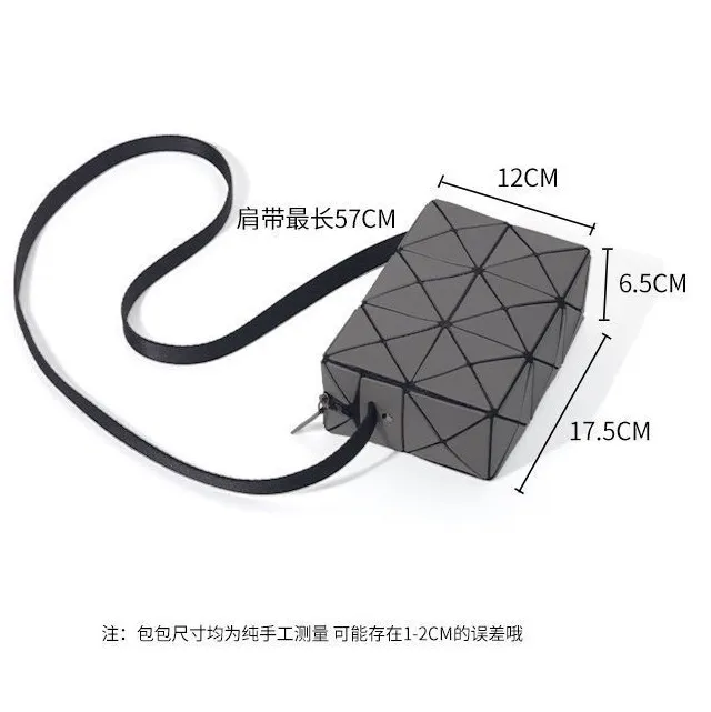 Fascifica piccola borsa quadrata a scatola quadrata a spalla singola crossbody laser giapponese sanzhai geometriche borse cellulari rhombus per donne