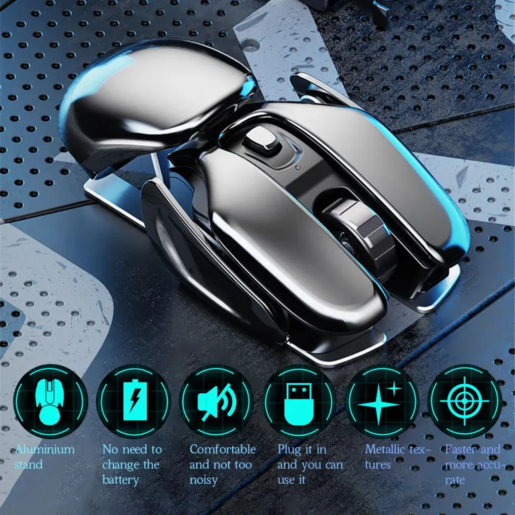 Mouse PX2 Metal 2 4G Ricaricabile Wireless Mute Mouse 1600 DPI 6 Pulsanti per PC Laptop Computer Gaming Office Home Impermeabile 231117