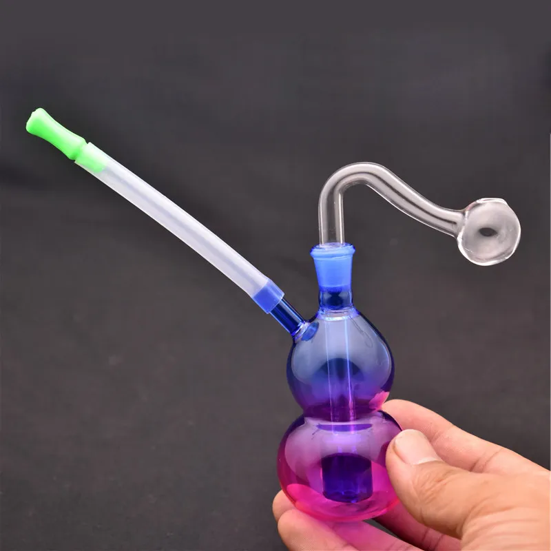 Tuyaux d'eau de bong de brûleur à mazout en verre le moins cher avec tube de silicone de tuyau de brûleur à mazout en verre Pyrex épais de 10 mm pour fumer prix d'usine