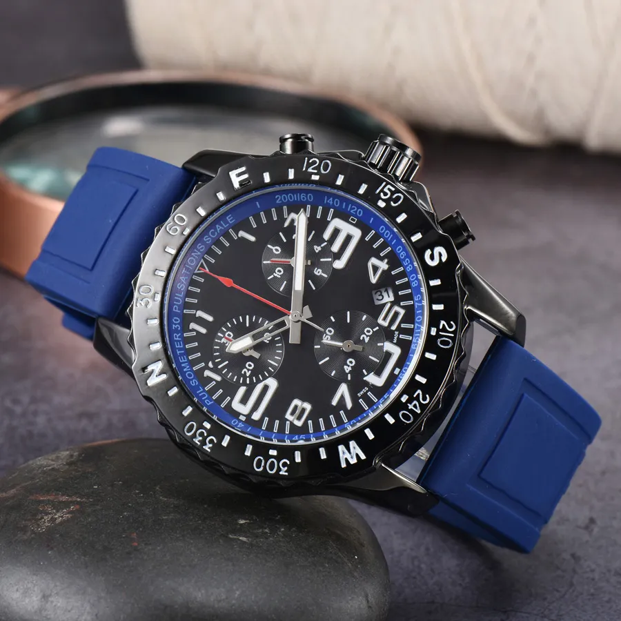Montre-bracelet de marque complète pour hommes, Style masculin multifonction avec bracelet en Silicone, horloge à Quartz BR 09