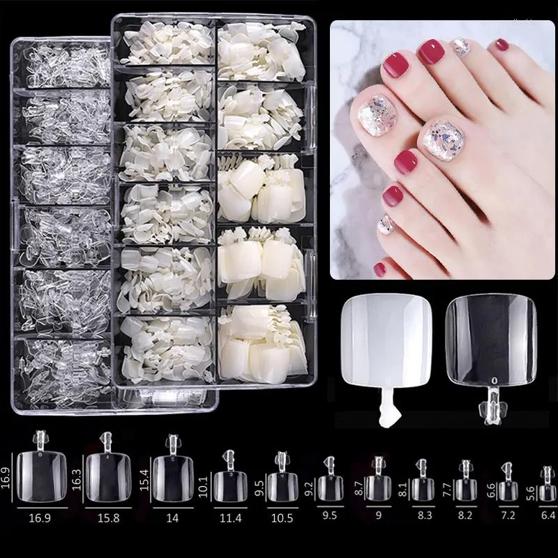 False Nails 550st/Box Full Cover Fake Toenail Natural White Clear Color Press On Toe Foot Tips Artificial Acrylic Nail Art Tool