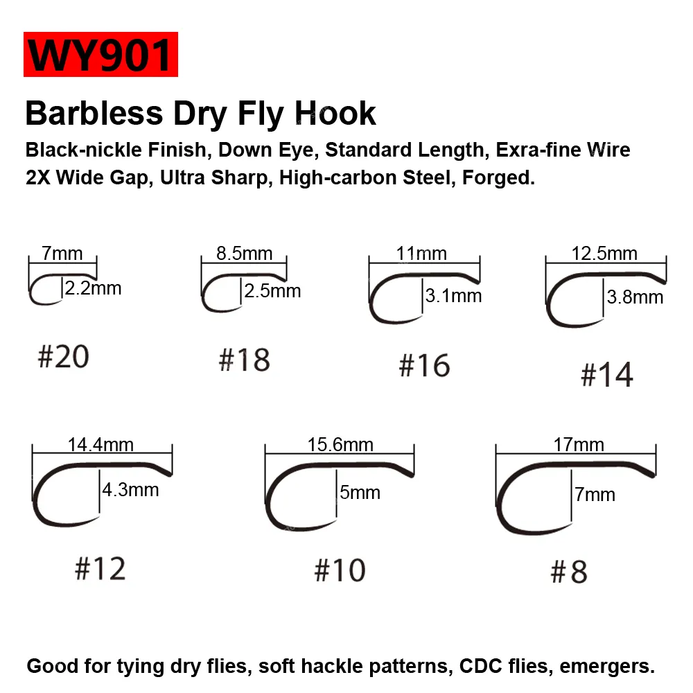 Wifreo Barbed Barbless Fly Tying Hooks Nymph Dry Streamer Wet