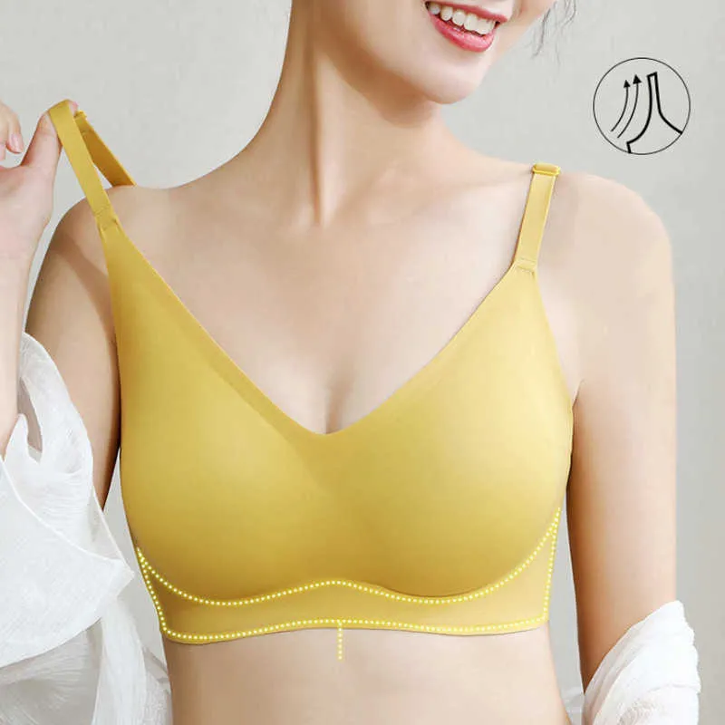 Bras Seamless Bras For Women Push Up Bra Sexy Lingerie Vneck Wire Free Brassiere Removable Pads Bralette Female Invisible Underwear P230417