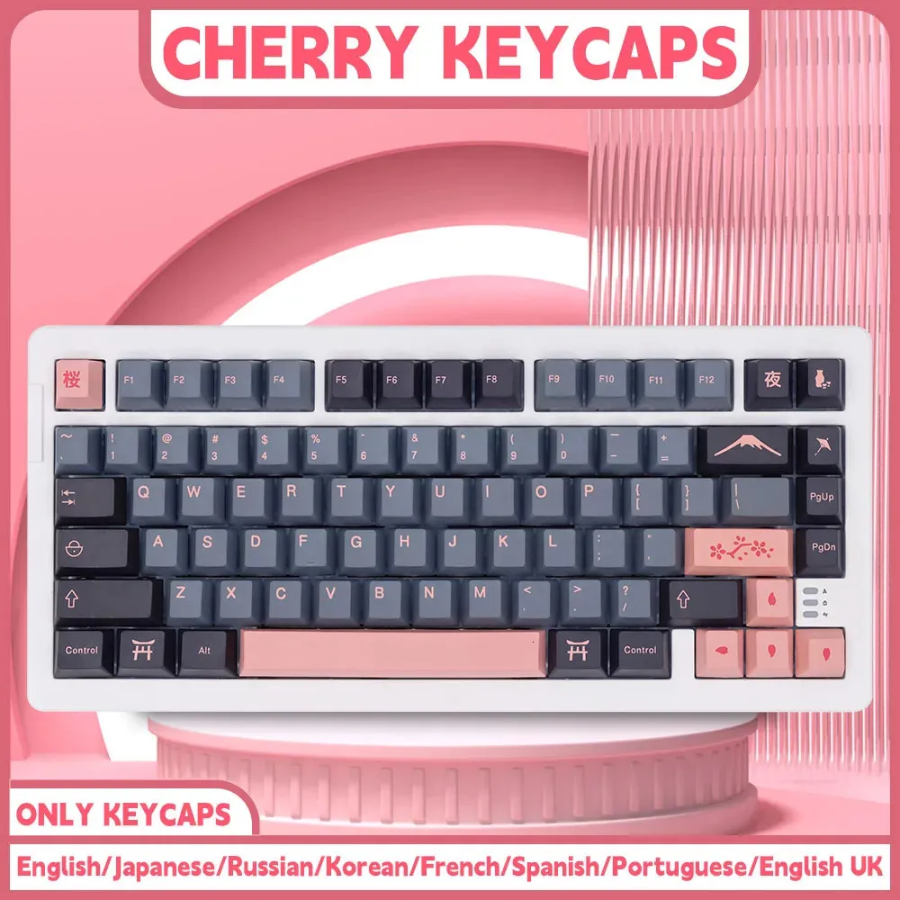 Keyboards 139 151 Keys NightSakura KeyCap English Japanese PBT Personalized KeyCaps Cherry Profile For MX Switch GMK Mechanical Keyboard 231117