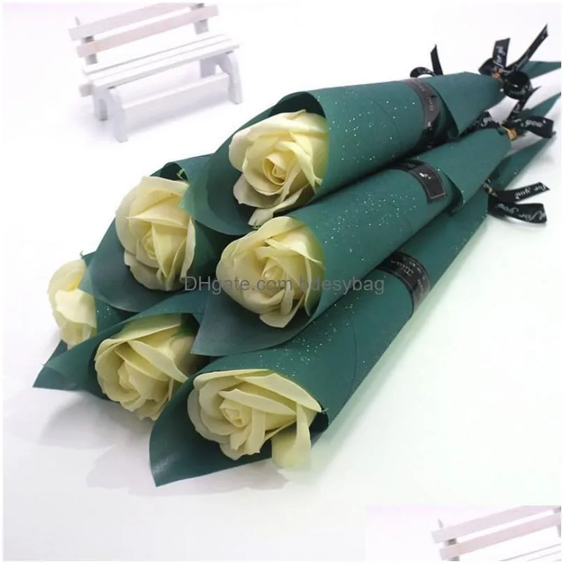 Decorative Flowers & Wreaths Single Carnation Artificial Rose Scented Bath Soap Flower Bouquet For Wedding Valentines Mothers Teacher Dhnom