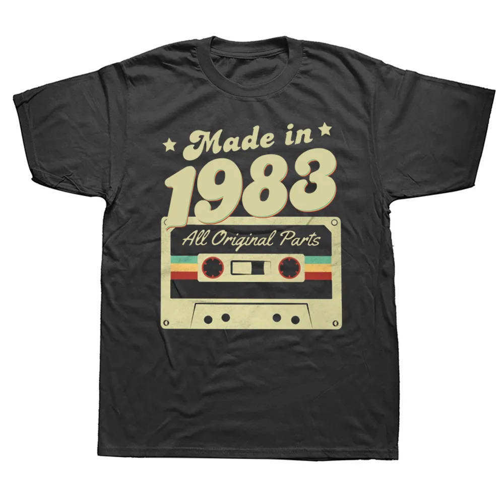 Erkek Tişörtleri Komik Vintage 1983'te yapılan tişört 40. doğum günü grafik pamuk sokak kıyafeti kısa kollu doğum günü hediyeleri yaz tarzı tişört erkekler 230418