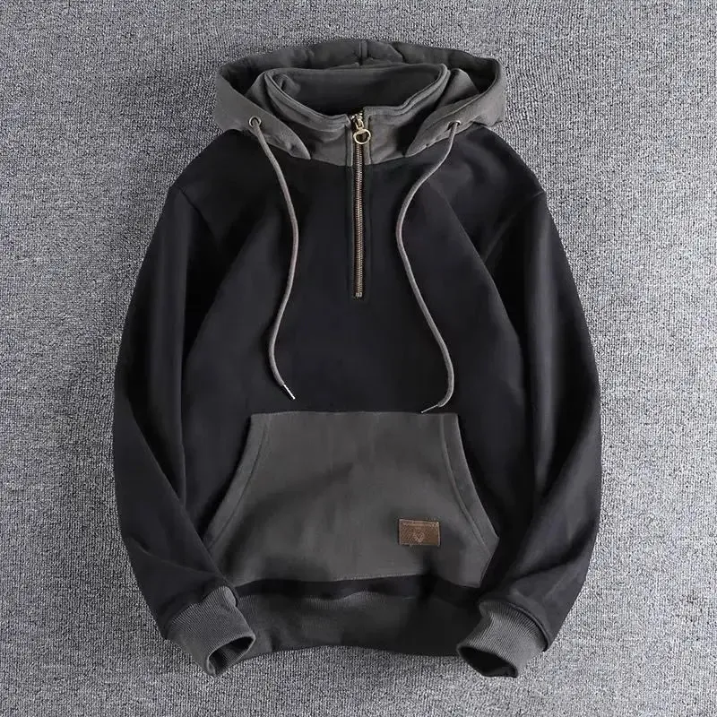 Men s hoodies tröjor 2023 Kangaroo Pocket Hooded Sweatshirt Men Harajuku Streetwear Pullover Hoodie Vintage Overdized Long Sleeve Zip Up 231117